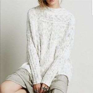 Free People Oversized Chunky Knit Sweater in Heathered Cream